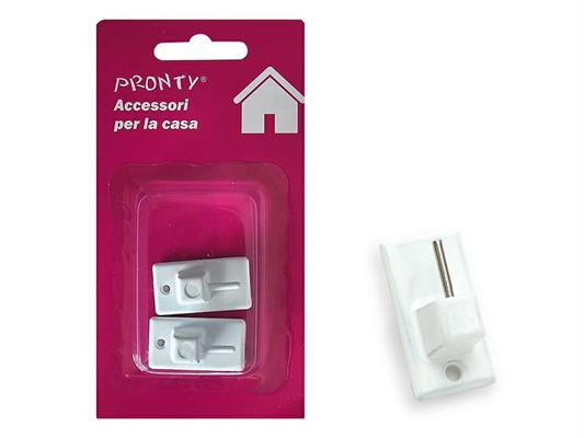 GANCIO BRIS METALLO RETTANGOLARE MM.32X18 BIANCO BL. 2 PZ.