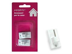 GANCIO BRIS METALLO RETTANGOLARE MM.32X18 BIANCO BL. 2 PZ.