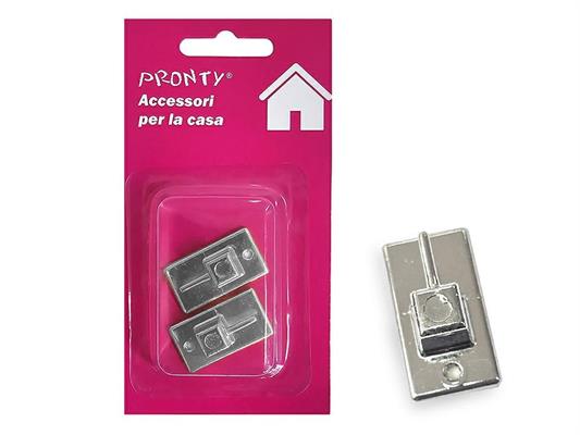 GANCIO BRIS METALLO RETTANGOLARE MM.32X18 CROMO BL. 2 PZ