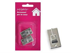 GANCIO BRIS METALLO RETTANGOLARE MM.32X18 CROMO BL. 2 PZ