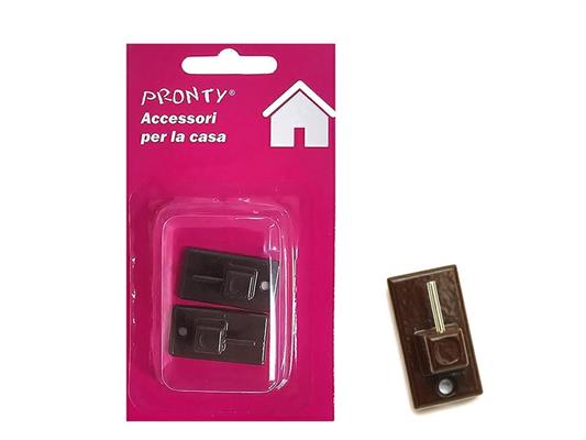 GANCIO BRIS METALLO RETTANGOLARE MM.32X18 MARRONE BL. 2 PZ.
