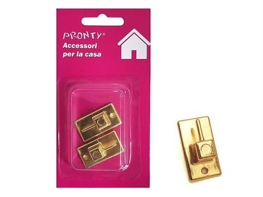 GANCIO BRIS METALLO RETTANGOLARE MM.32X18 ORO BL. 2 PZ.