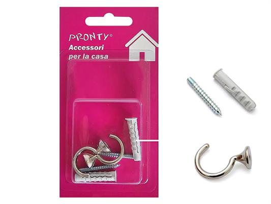 GANCIO TENDA A FILO MICRO 29 MM CROMO BL. 2 PZ.