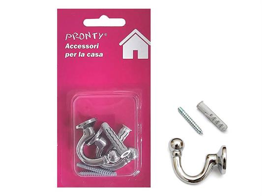 GANCIO TENDA GRANDE 37 MM. CROMO BL. 2 PZ.