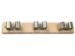 PORTASCOPE 3 POSTI LEGNO NATURALE E GANCI INOX