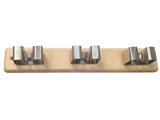 PORTASCOPE 3 POSTI LEGNO NATURALE E GANCI INOX
