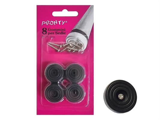 GOMMINI SEDIE MM.25 NERO CON VITI BL. 8 PZ.