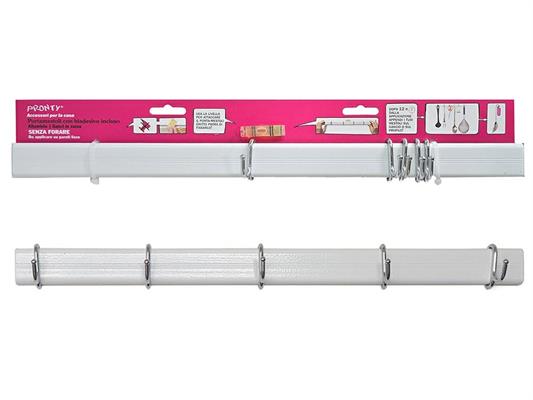 PRONTY PORTAMESTOLO BIANCO/CROMO 5 GANCI CM.45 SELF SERVICE