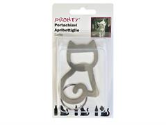 PORTACHIAVI APRIBOTTIGLIE INOX C/ANELLO -GATTO- BL. 1 PZ