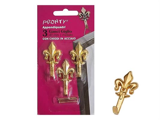 GANCIO GIGLIO GRANDE 47 MM. ORO BL. 3 PZ.
